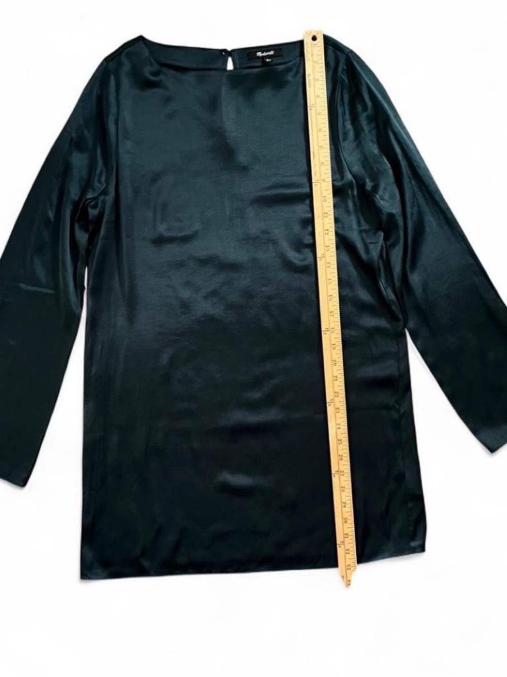 Madewell Forest Green Satin Long Sleeve Dress